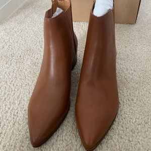 New J. Crew Fallon Leather Ankle Boot - Size 8.5, Dark Wheat